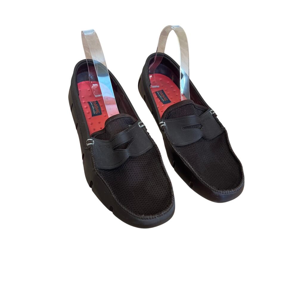 SWIMS Men’s Boat Shoes Brown Rubber And Mesh Penny Loafers Size 8 Slip On Water